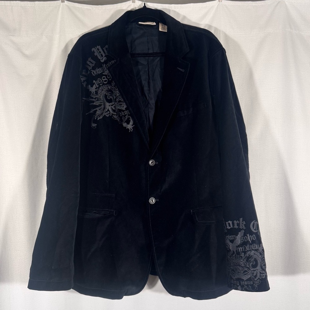 DKNY Jeans Y2K Black Velvet Blazer Jacket